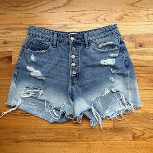 Vervet Blue Distressed Shorts
